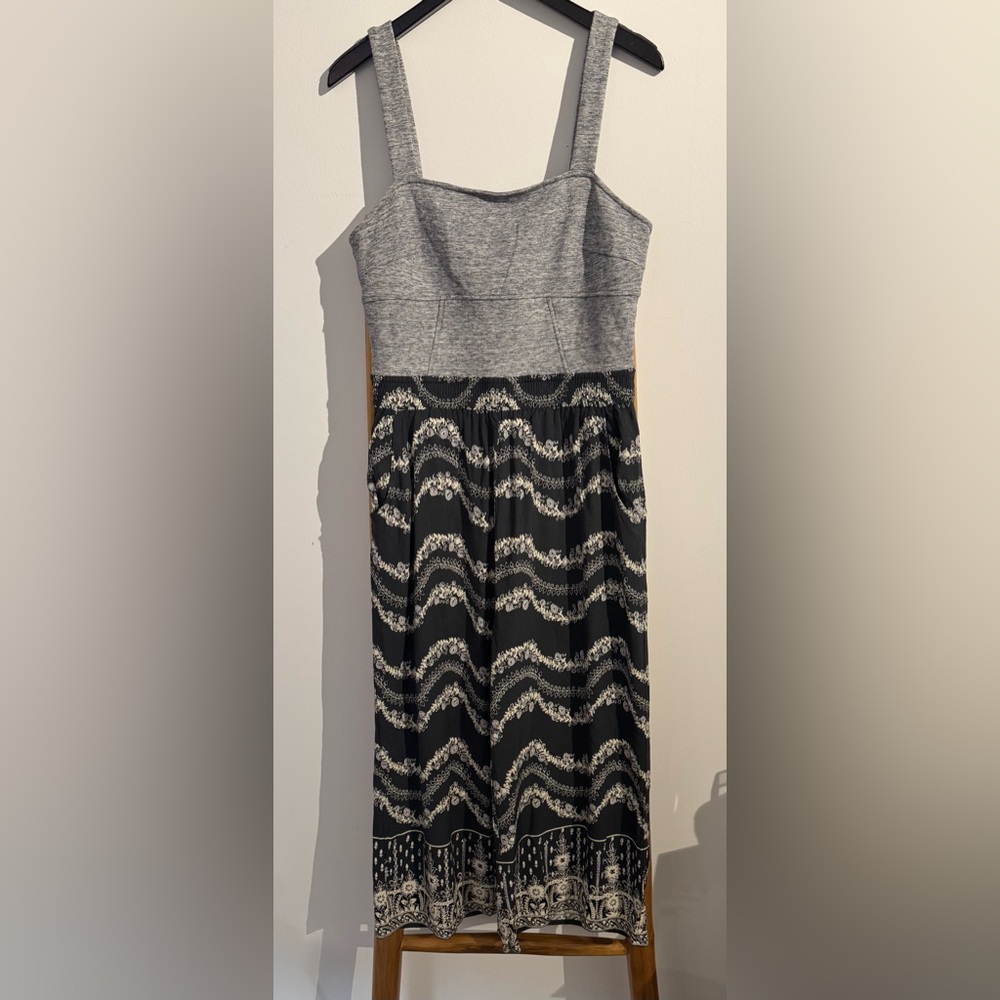 Anthropologie Black and White Strapless Jumpsuit Casual